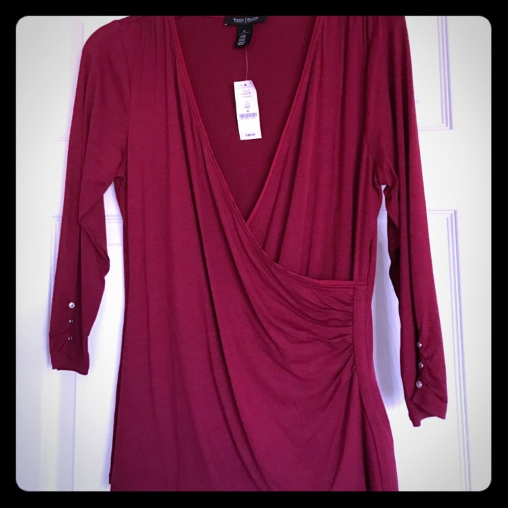 New With Tags WHBM Red V Neck Beautiful Shirt